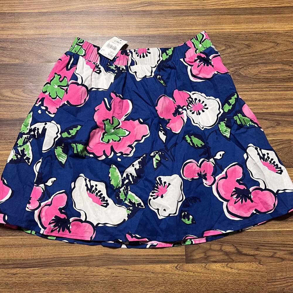 Cato Girls Navy Blue Floral Print Elastic Waist Mini Skirt
